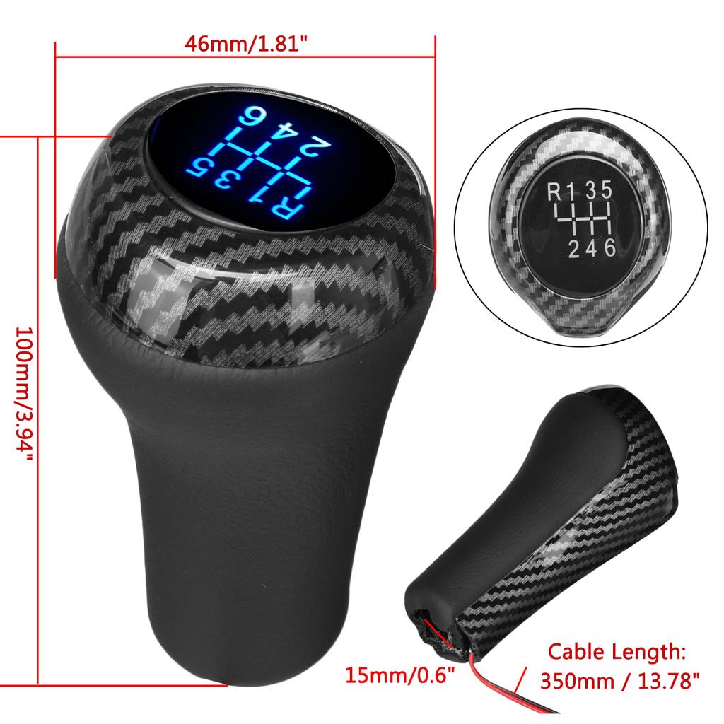 5/6 скоростная светодиодная ручка переключения передач из углеродного волокна со светодиодной подсветкой, ABS рычаг переключения передач, ручка для BMW E46 E90 E91 E92 X1 X3 X5