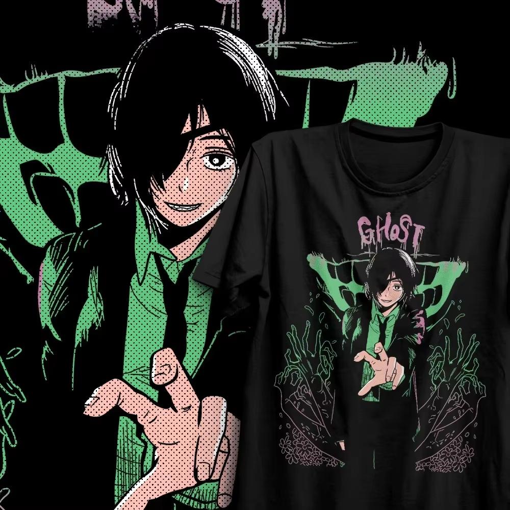 2026 Summer Bestseller Anime Chainsaw Man Himeno Black New Color Manga Printed Unisex T-Shirt