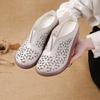 The First Layer of Cowhide Muffin Sole Heightening Women's Shoes Casual Leather Hollow Women's Slippers Breathable Hole Shoes