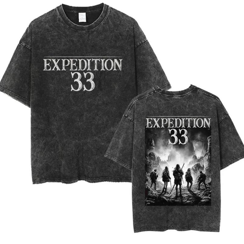 Fashion Personality T-Shirt Game Clair Obscur Expédition 33 Vintage Washed