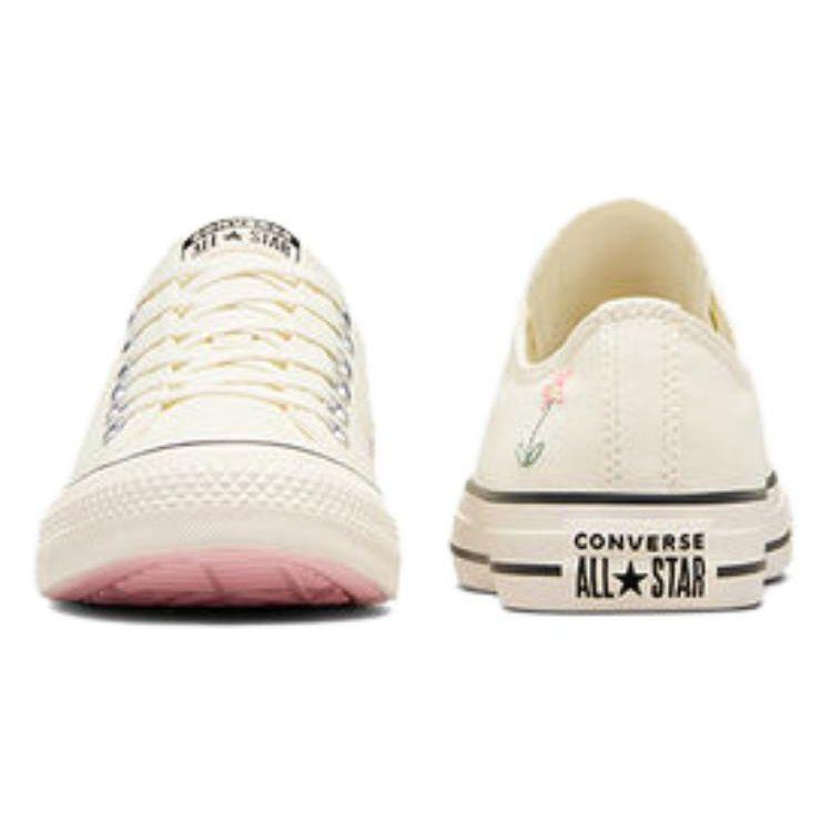 Converse Женские кроссовки Chuck Taylor All Star Low с вышивкой Little Flowers, кремовые, черные, A10149C