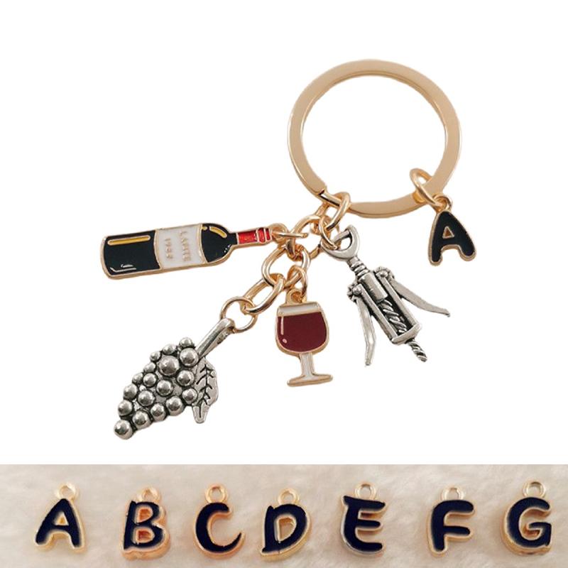 Европейский и американский брелок для коктейля, виноградного вина, открывалка для бутылок вина, подвеска, эмаль, буквы AZ, бокал для вина, виноград