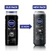 Nivea Мужской гель для душа Active Clean для тела, волос и лица 3 в 1 с ароматом угля 500 мл Упаковка из 1 шт. Мягкое средство для глубокого очищения
