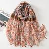 Aztec Ethnic Fashion Lovely Floral Tassel Viscose Shawl Scarf Lady High Quality Thin Pashmina Stole Bufandas Muslim Hijab Sjaal