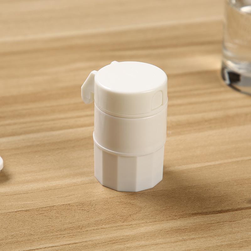 4 In 1 Portable Pill Medicine Crusher Splitter Tablet Divider Cutter Drugs Storage Box Powder Tablet Grinder 4 Layer Travel Pill Box