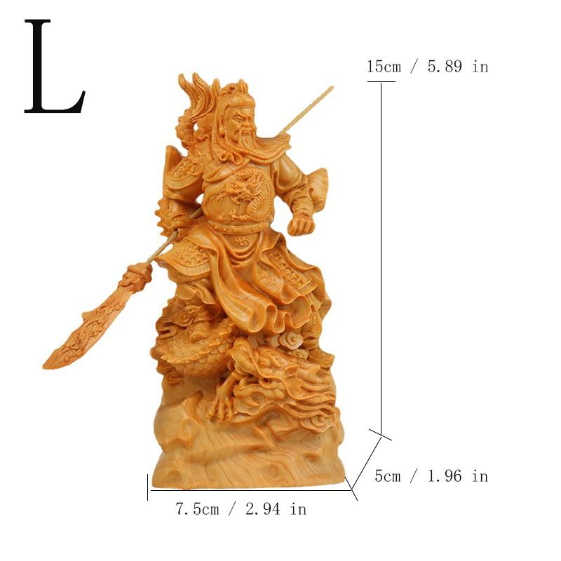 Natural Cypress Nine Dragons Guan Gong Statue Wealth God Guan Gong Chinese Style Home, Room, Office, and Character Decorations