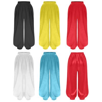 Детская форма для кунг-фу, костюм для боевых искусств для мальчиков и девочек, комплект для тайцзи и вин чун, эластичный пояс, однотонные брюки для выступлений