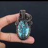 Double Tree of Life Tibetan Turquoise Pendant, 999 Copper Wire Wrapped Gemstone Jewelry, Handmade Pendant, For Thanksgiving