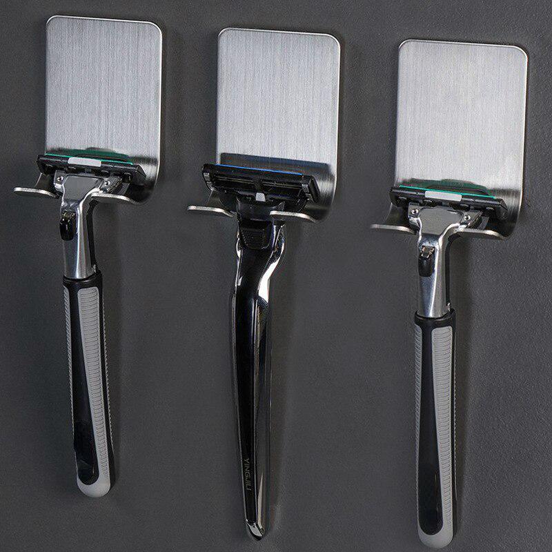 Держатель для бритвы из нержавеющей стали, полка для бритвы, вискозная настенная клейкая полка для ванной комнаты, вешалка для хранения