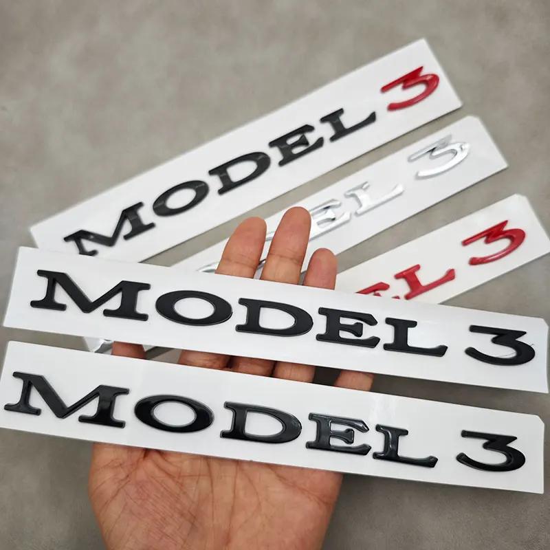 phbvg5 3D ABS Letters Model 3 Logo Chrome Black Red Badge Car Rear Trunk Stickers For Tesla Model 3 Auto Decoration Decals Accessories