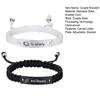 2Pcs/Set Couple Bracelet Stainless Steel Carved Letter Plate Braided Bracelet Black White Rope Matching Bracelet Jewelry Accessories