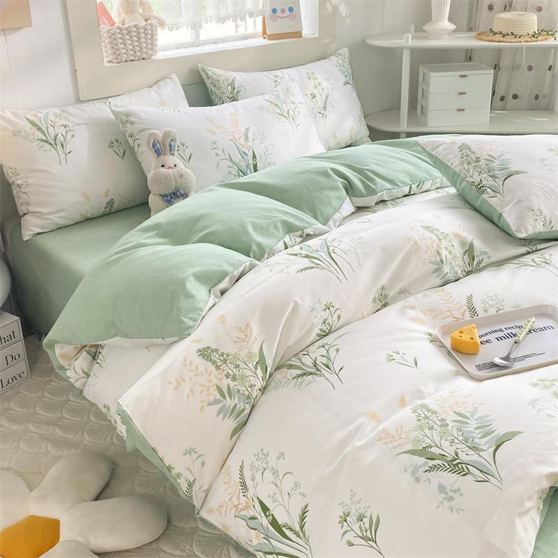 Комплект из четырех предметов из чистого хлопка, 60 штук, небольшой свежий комплект из трех предметов для спальни, осенне-зимний утолщенный пододеяльник, простыня