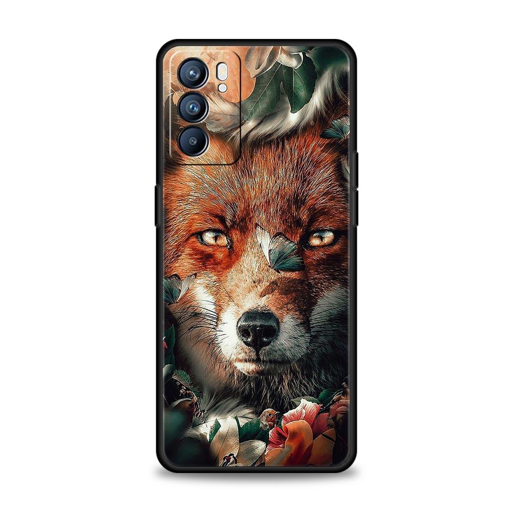 Милый подарочный мягкий чехол для телефона Red Fox для Oppo Find X5 A54 A53 A52 A9 2020 A15 A95 A16 A76 A74 A12 Reno7 SE Reno6 Pro 5G черный чехол