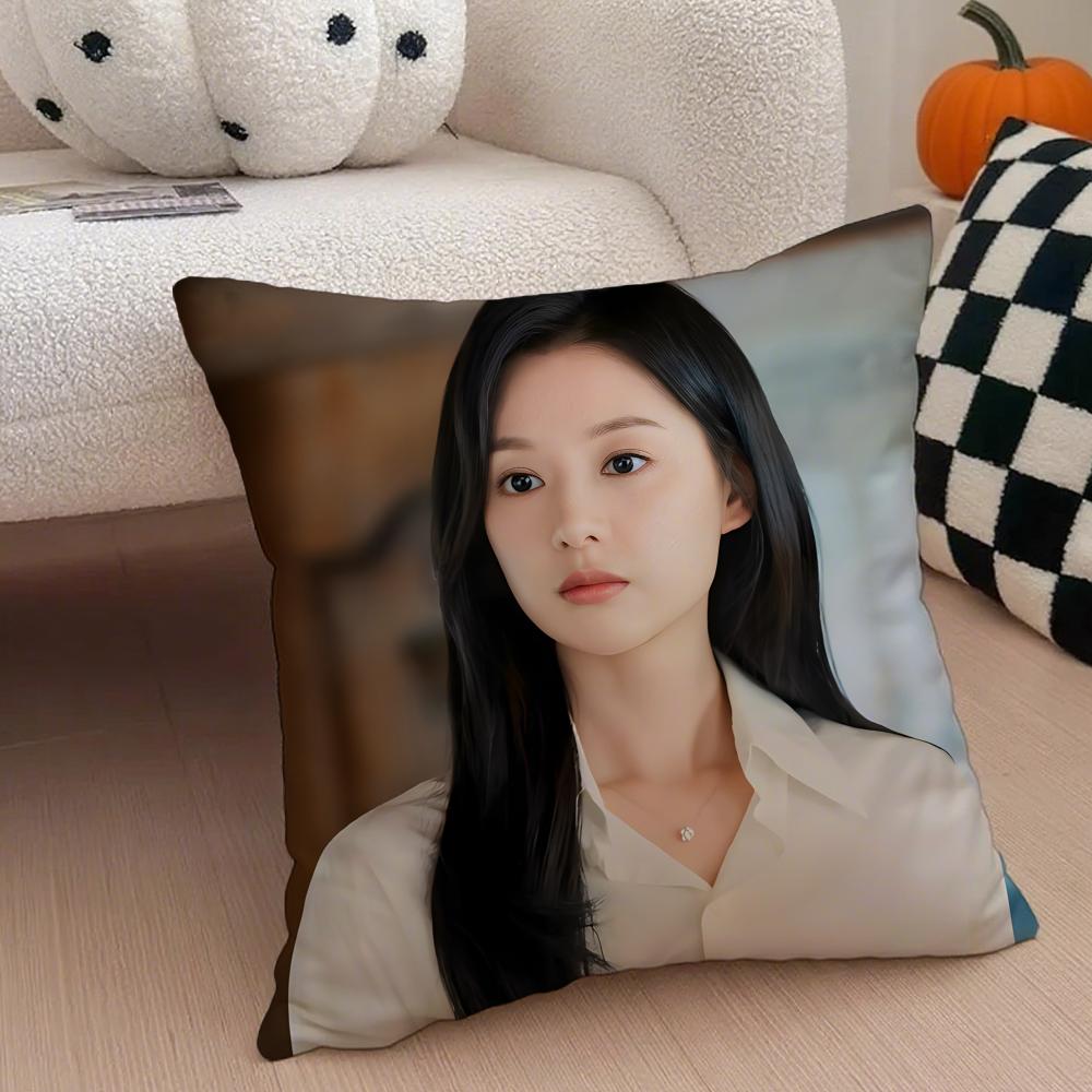 Talented Korean Beautiful Actress KKim Ji Won Cushion Cover Throw Pillow Cover Hidden Button Durable Polyester Chair Cushion