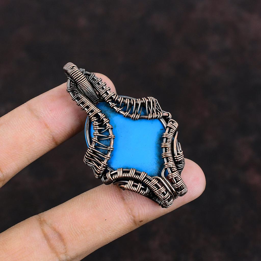 Кулон из бирюзы «Спящая красавица», подвеска из медной проволоки с драгоценными камнями, ювелирные изделия ручной работы из меди, уникальный кулон в подарок для нее, ювелирные изделия из проволоки