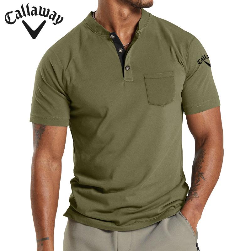 Callaway Летняя вышивка Новая большая мужская футболка с коротким рукавом и карманом на пуговицах Поло