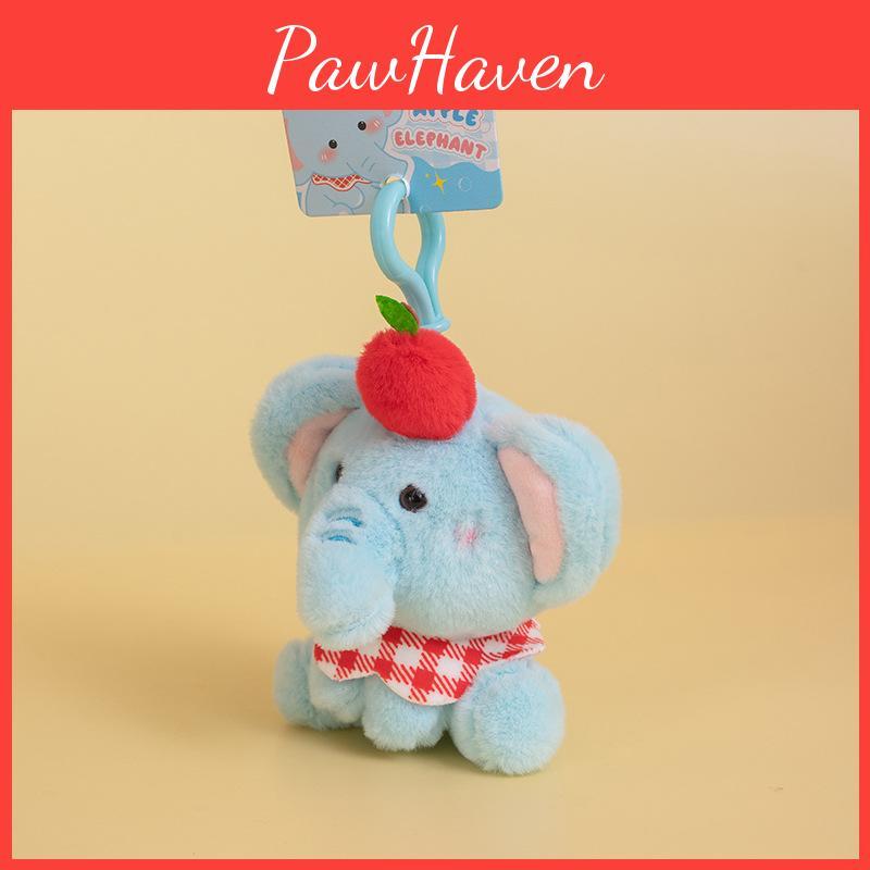 Elephant Adorable Apple Plush Keychain With Soft Fur Bag Ornament Gift Doll