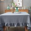 Yousheng Solid Color Ruffled Tablecloth Rectangular Square Table Cover Dining Tablecloth for Farmhouse Kitchen Dining Room Patio Decoration