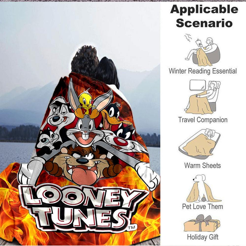 1 шт. Фланелевое покрывало Looney Tunes - Легкое, Мягкое, Теплое, Всесезонное покрывало для дивана, кровати, путешествий, кемпинга L1029175
