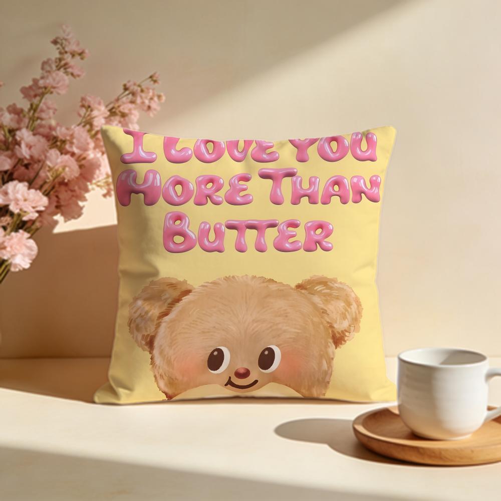 Trendy BButter Beariou Cushion Cover Stylish Washable Pillow Cover Ideal for Couch Bedroom Car Decoration