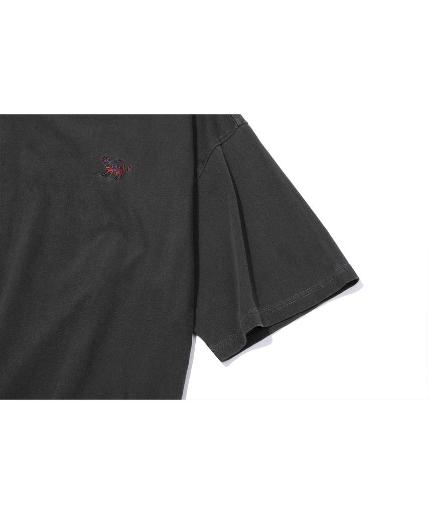 CPGN STUDIO Кот Стежок Свинья Пигментная Футболка с Коротким Рукавом Дымчато-Черная