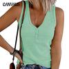 Summer Women's Vest Breasted Knitted Vest Solid Color V-neck Sleeveless Top Female
