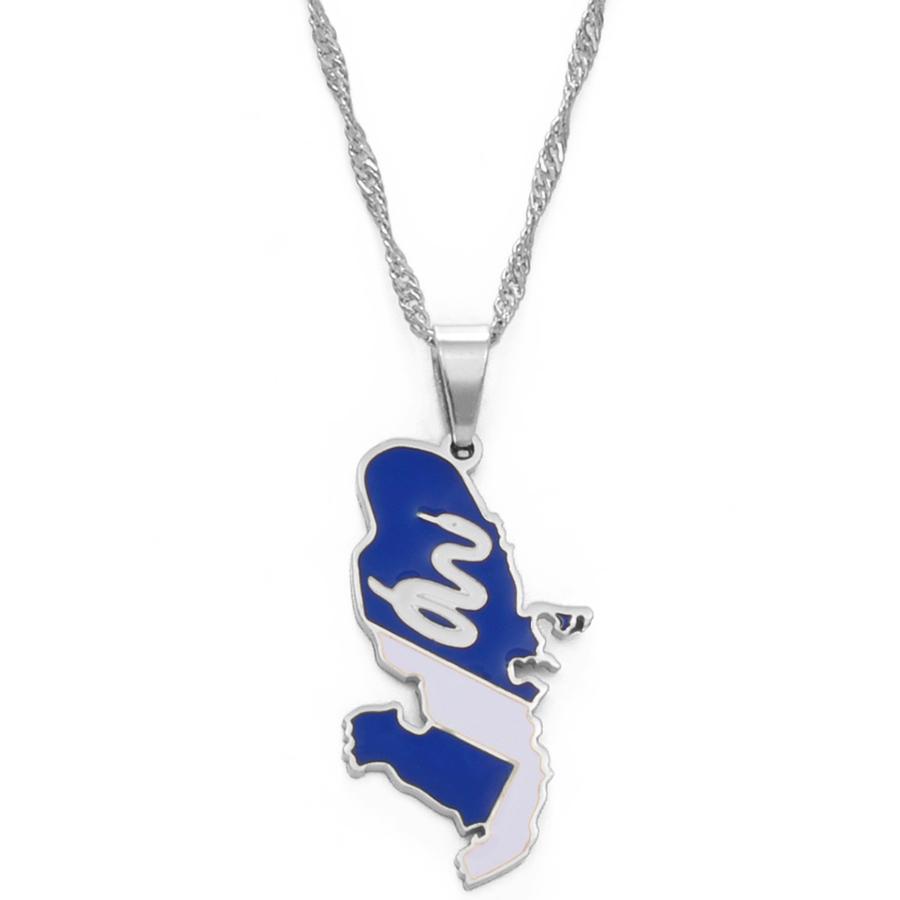 Anniyo Martinique Map Snake Flag Charm Pendant Necklaces Jewelry for Women Girls @175721