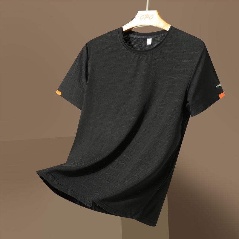 Мужская летняя футболка с короткими рукавами, быстросохнущая футболка с круглым вырезом Ice Silk, универсальная спортивная футболка для отдыха, бег, мужская одежда для активного отдыха, быстросохнущая