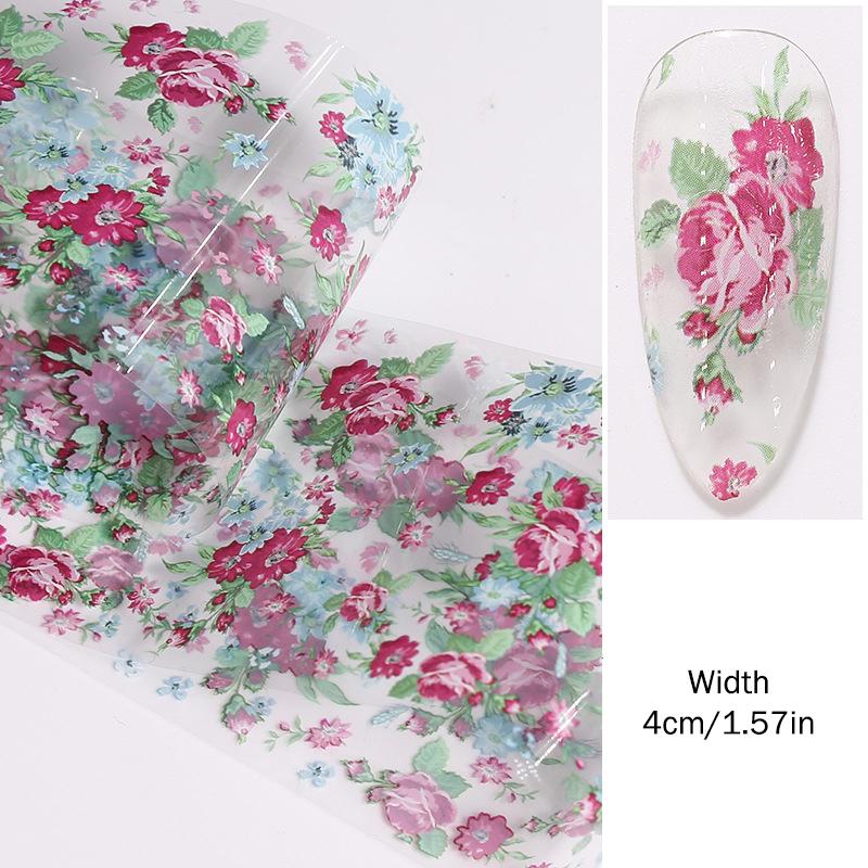 1Pcs 100cm Flower Rose Nail Transfer Foils Sticker Paper Floral Nail Wraps Tulip Nail Art Stickers Decals Nail Art Decorations