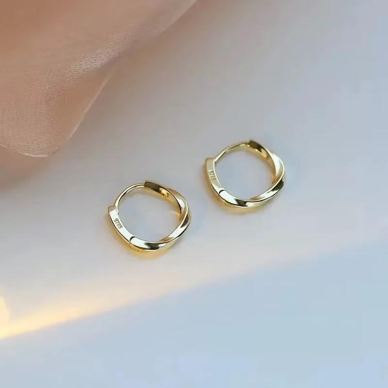 925 Sterling Silver Round Stud Earrings for Women Simple Inlaid Design Hoops Earrings Wedding Party Jewelry Accessories Gifts