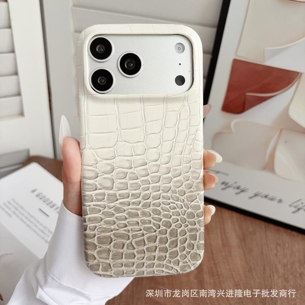 Применимо к чехлу для мобильного телефона iPhone16Pro, чехлу для Huawei P80 с градиентным изменением цвета и узором под крокодила, противоударному защитному чехлу Mate70, кожаному чехлу