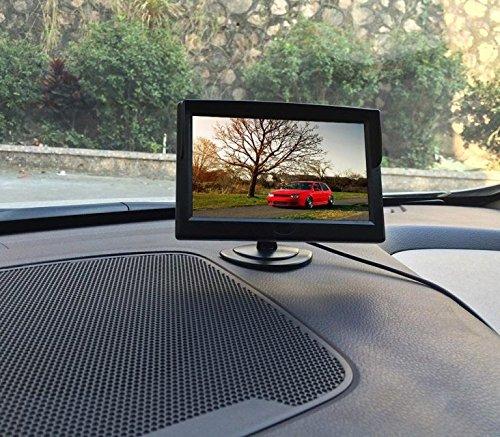 5-дюймовый монитор на приборной панели 2 видеовхода Цветной ЖК-дисплей TFT 12 В/24 В двойного назначения Тип соединения RCA Простая установка В комплект входит крепление на присоске Маленький ЖК-дисплей