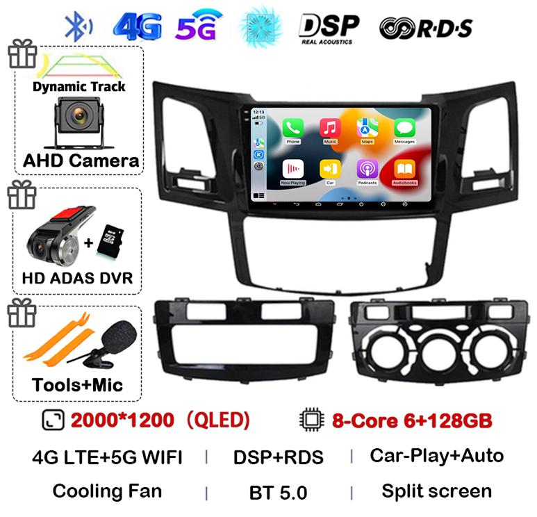Android 14 Carplay Auto Для Toyota Fortuner HILUX Revo Vigo 2007-2010 2011 2012-2014 2015 Автомагнитола Мультимедийный плеер GPS Стерео