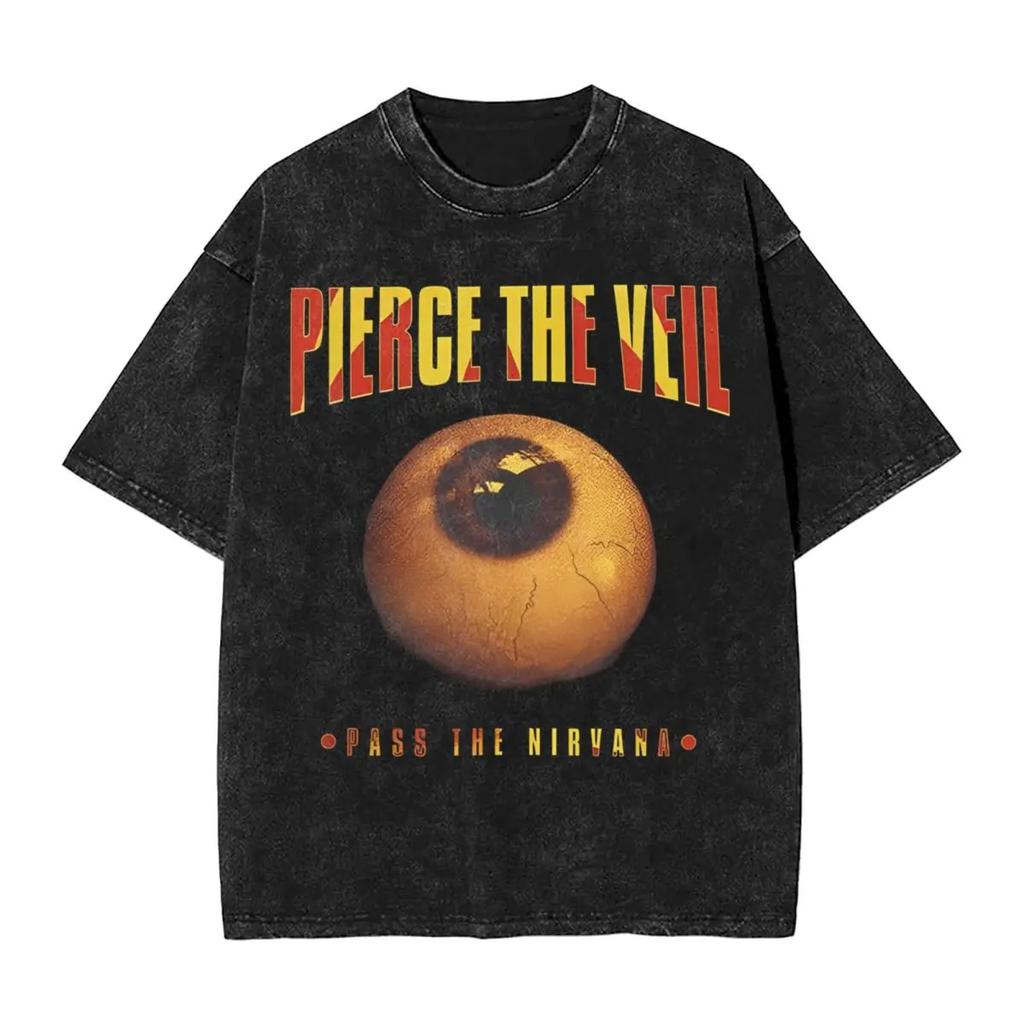 Стирка Т-shirt Pierce The Veil 2026 Tour Уличная одежда Винтажная футболка Рок-группа Футболки для Мужчин Женщин Короткий Рукав Харадзюку С принтом