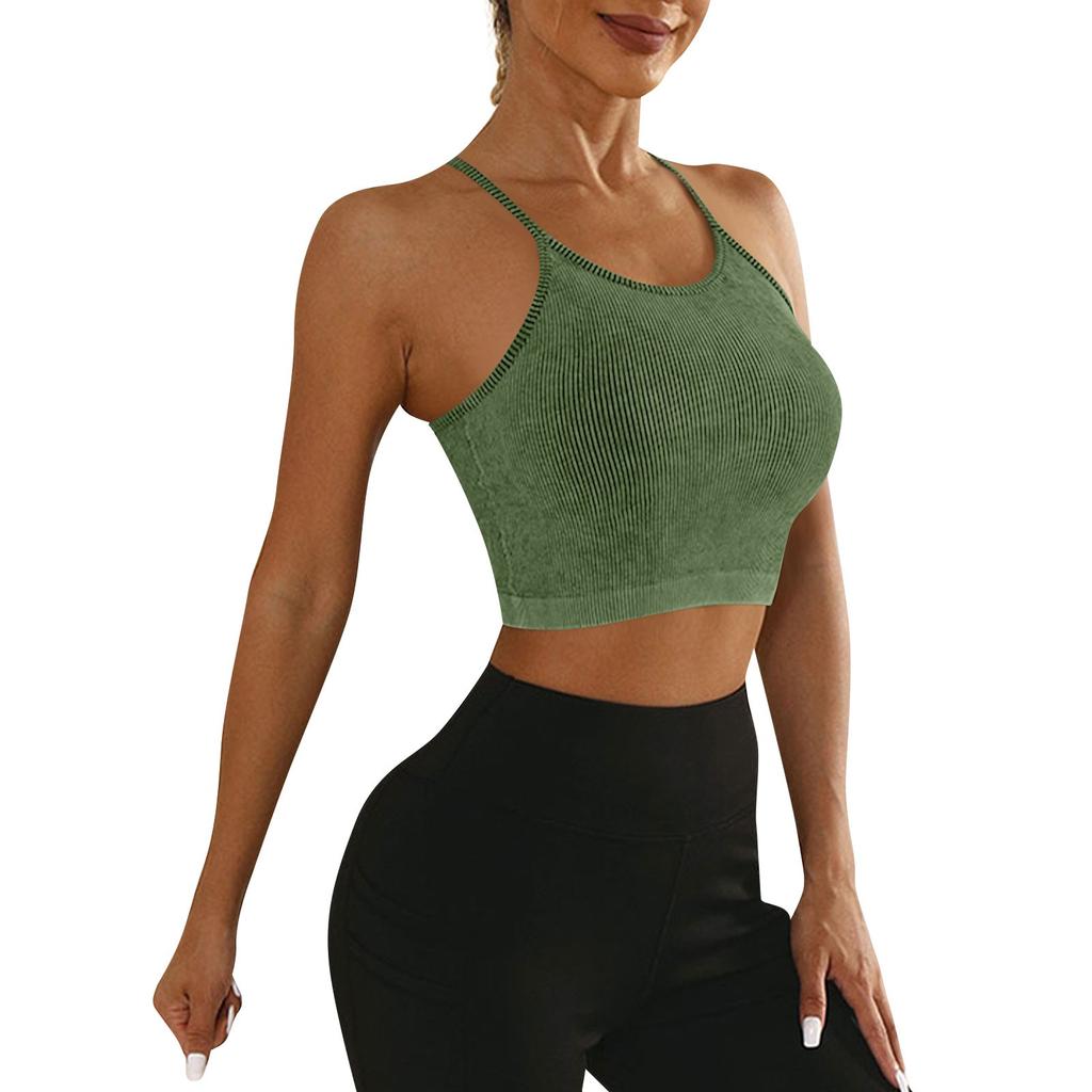 Женские однотонные спагетти с тонкой лямкой Racerback для тренировок, йоги, тренажерного зала, фитнеса, спортивные топы