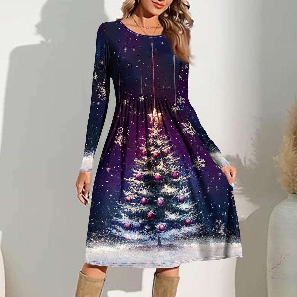 Женское повседневное платье с градиентным принтом, весеннее, с карманом, с круглым вырезом, с длинным рукавом