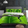 Животное Лягушка Силуэт Зеленый Лист Растение Постельный Комплект 3шт Пододеяльник Наволочка Покрывало Двуспальный Комплект Домашний Текстиль