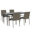 VidaXL Garden Dining Set Cushions 5 Pcs Black and Grey, Dining Set, Dining Set 3185128