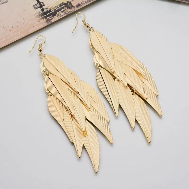 Длинные серьги женские неправильной формы сексуальные серьги для девушек панк металл кисточка модные серьги с листьями богемные серьги