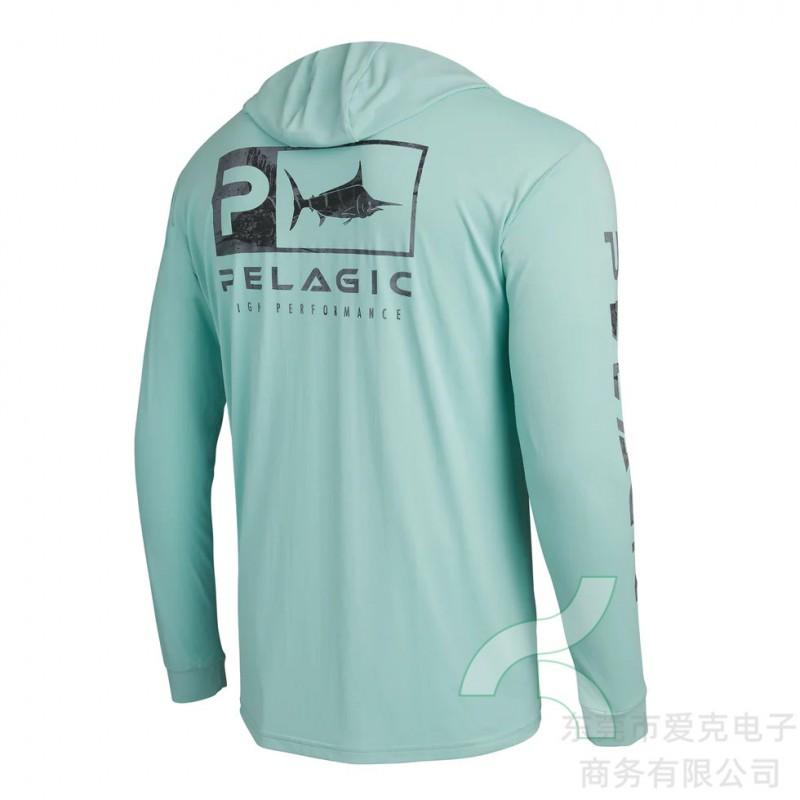 Mens Hooded Quick-Dry Fishing Shirt Outdoor Breathable Sun Protection Top Pelagic Angling Wear