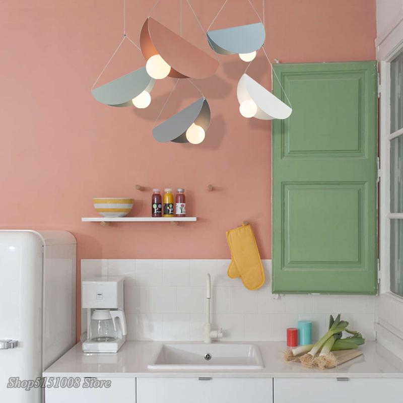 Современные светодиодные подвесные светильники в скандинавском стиле креативные цветные железные подвесные светильники геометрические столовая спальня детская комната декор Светильники
