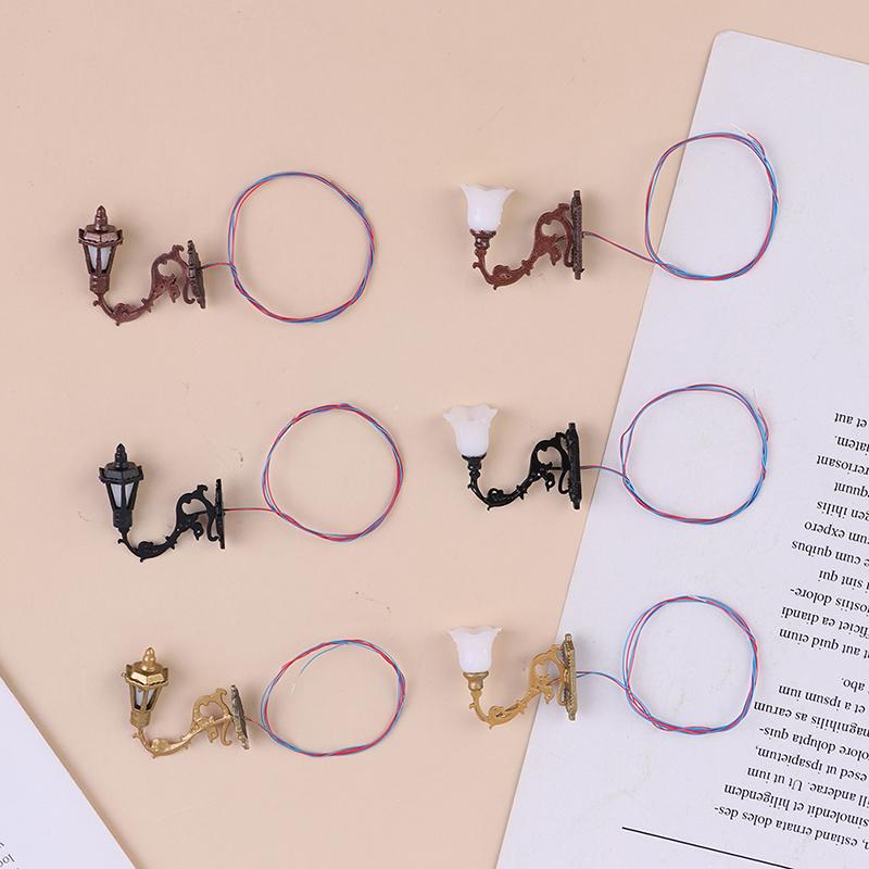 2Pcs 1/12 Dollhouse Wall Lamp Model Garden Yard Chandelier Sand Table Led Light