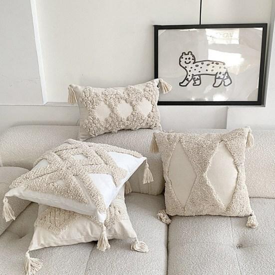 Наволочка стильная богемная этническая кисточка дизайн утолщенная вышитая диванная прикроватная подушка офисная тафтинговая наволочка