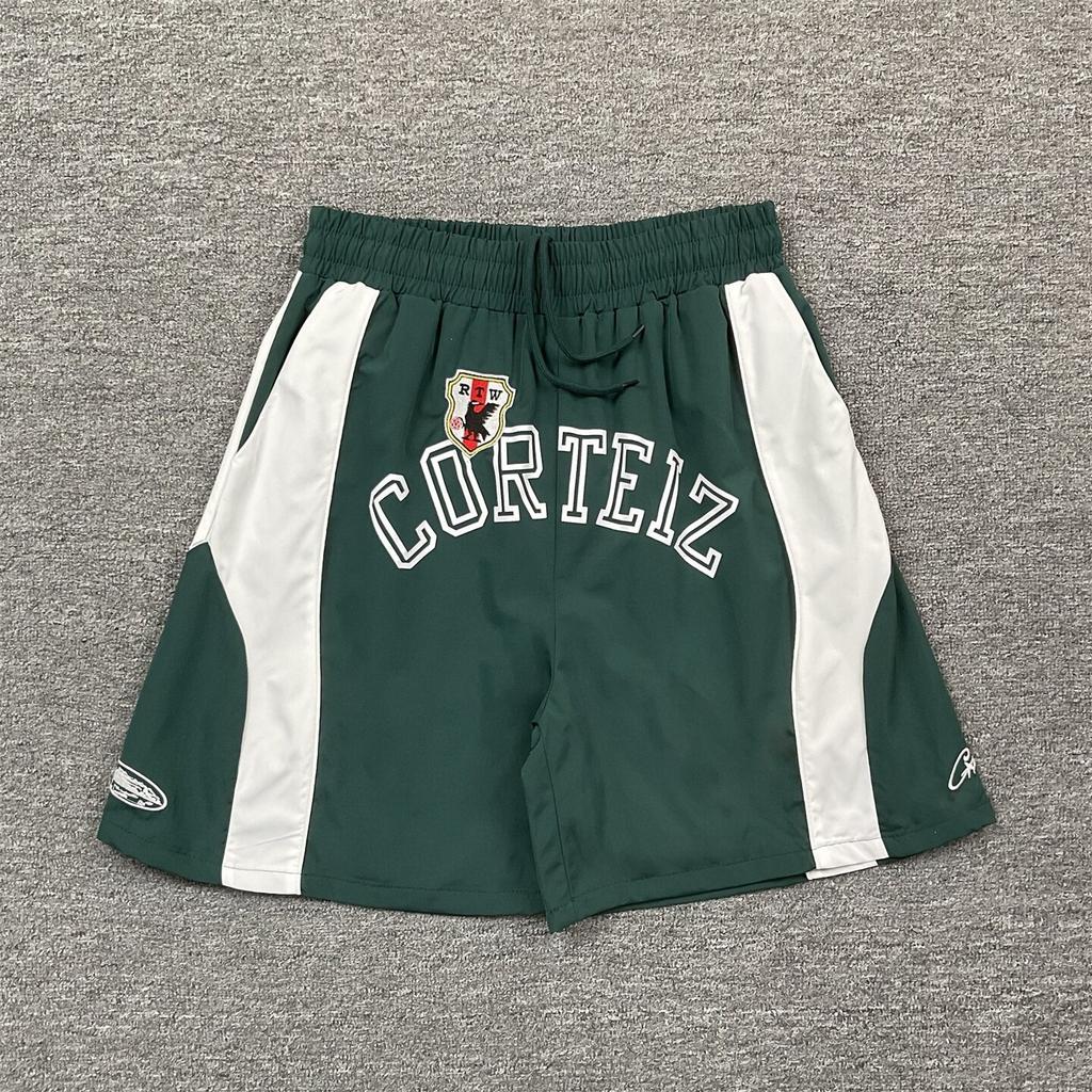 Cross-border European and American trendy brand Alcatraz letter logo embroidery color matching casual shorts men's and women's high street beach five-