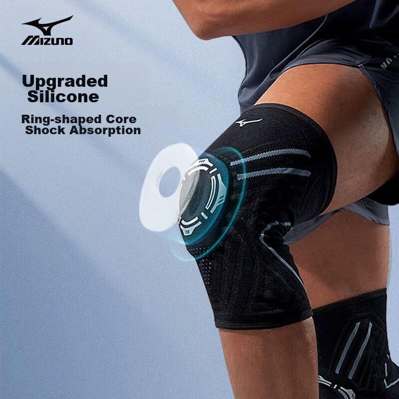 Mizuno Наколенник, подходящий для мужчин и женщин, Профессиональная спортивная защита для бега, бадминтона, пеших прогулок, баскетбола, Черно-серый, XL*2