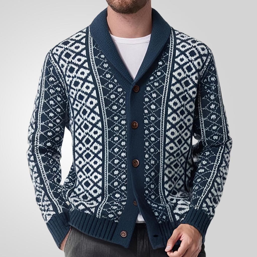 Vintage Cardigans for Men Shawl Collar Knit Cardigan Sweaters Button Down Knit Sweater Casual Long Sleeve Cardigan Men's Fall Winter Knitted Jacket