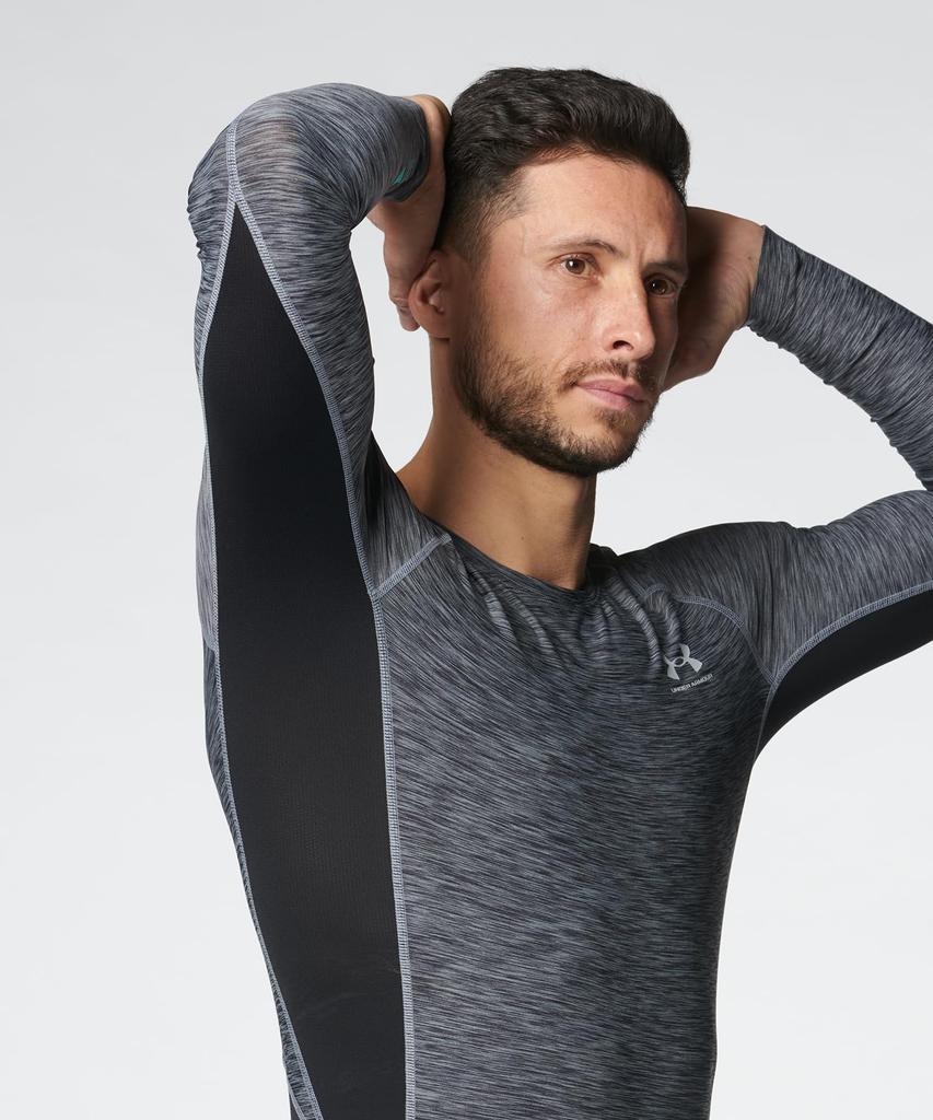 UA HeatGear Armor Компрессионная Новинка Рубашка с Длинным Рукавом Тренировочная Стальная XL Мужская