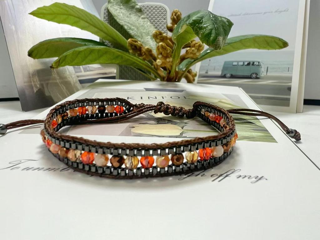 Европейский и американский плетеный вручную кристальный ретро этнический браслет дружбы для женщин