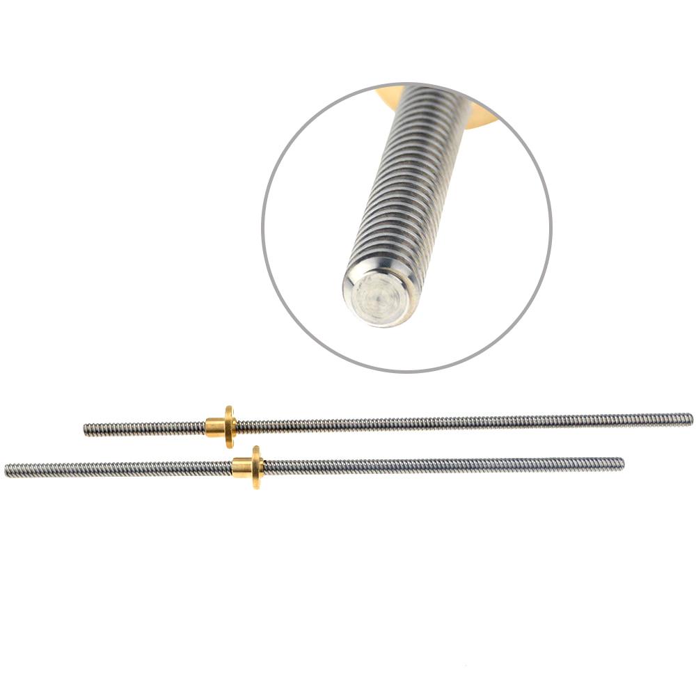 3D-принтер THSL-300-8D Трапецеидальный стержень T8 Ходовой винт Резьба 2 мм Ход 8 мм Длина 100 мм 200 мм 300 мм 400 мм 500 мм 600 мм с латунной гайкой