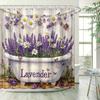 Lavender Garden Shower Curtain - Water-Resistant, Purple Flowers & Butterflies with Rustic Fence, 70x70 Inches | Polyester